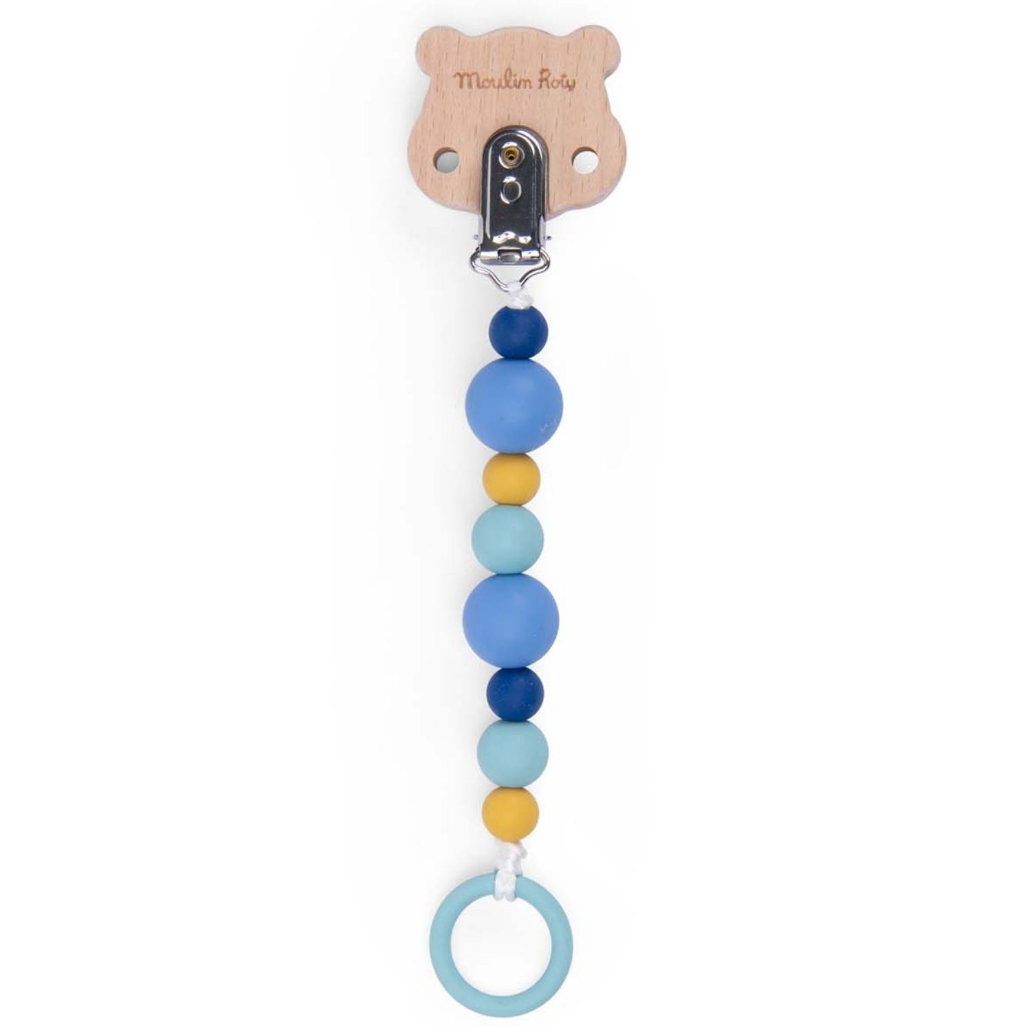 Moulin Roty - Attache-tétine bois et silicone hamster Puce et Pilou
