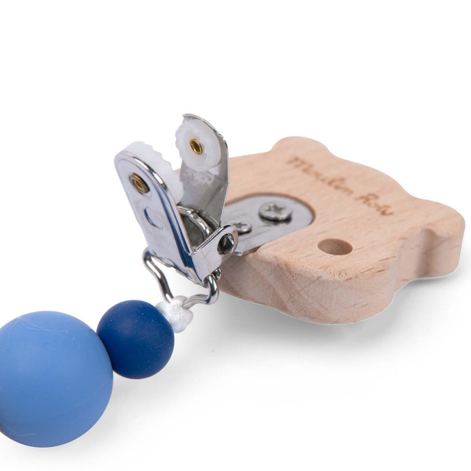 Attache-tétine bois et silicone hamster Puce et Pilou (Moulin Roty) - Image 1
