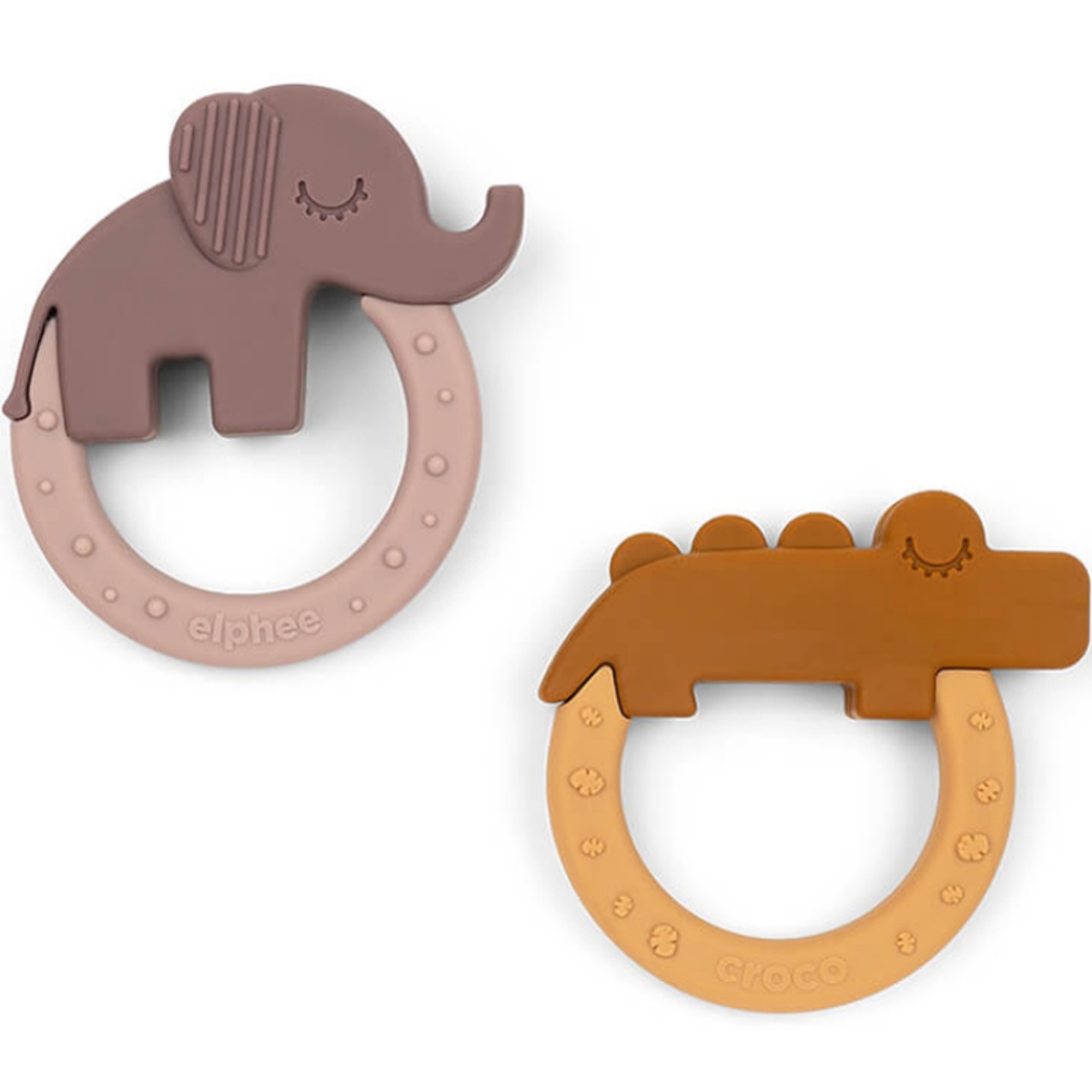 Done by deer - Lot de 2 anneaux de dentition Deer friends moutarde et rose