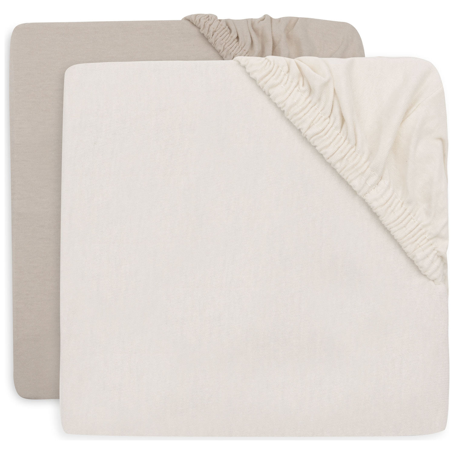 Jollein - Lot de 2 draps housses en jersey pour matelas de parc Oatmeal-Sand (75 x 95 cm)