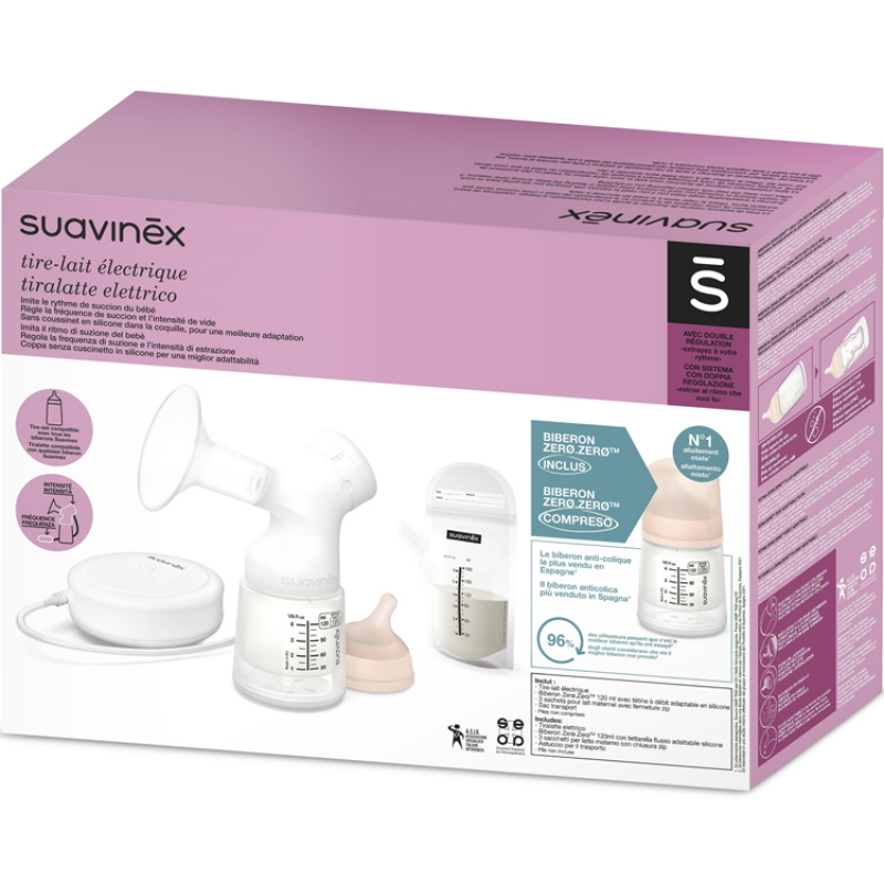 Tire lait électrique + biberon Zéro Zéro (120 ml) (Suavinex) - Image 3